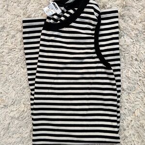 DKNY Monochrome Striped Sleeveless dress